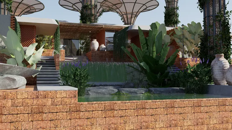 Exposed laterite, stone and timber surfaces